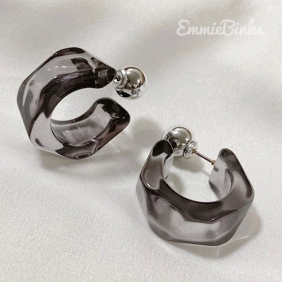 ✨3for$38 New Zara Translucent Chunky Hoop Ball Back Earrings - Picture 14 of 16